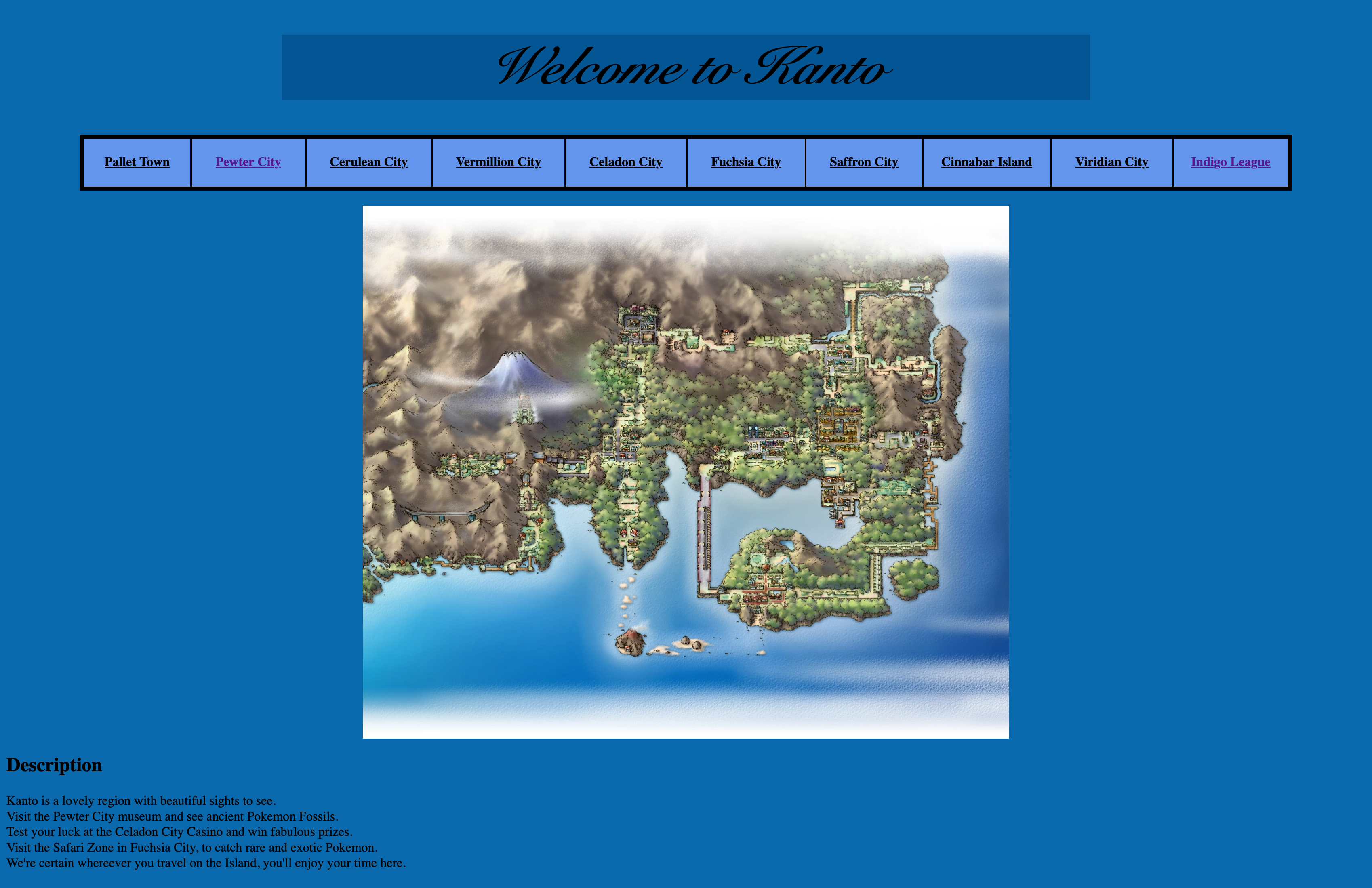 Visiting Kanto Web Page screenshot